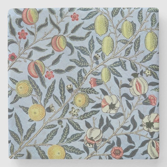 Morris Blue Background Antique Pomegrana Muster Steinuntersetzer (Vorderseite)