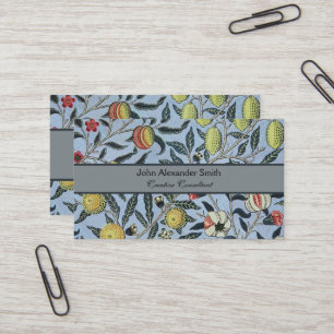 Morris Blue Background Antique Pomegrana Muster Visitenkarte