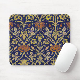 Morris Blue Background Rose & Lily Blume Muster Mousepad