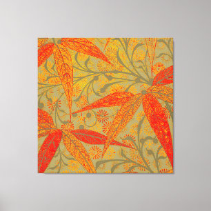 Morris & Co. Bambus-Muster Godwin Orange und Salbe Leinwanddruck