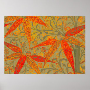 Morris & Co. Bambus-Muster Godwin Orange und Salbe Poster