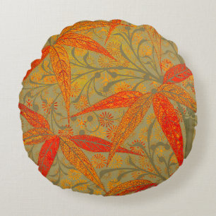 Morris & Co. Bambus-Muster Godwin Orange und Salbe Rundes Kissen