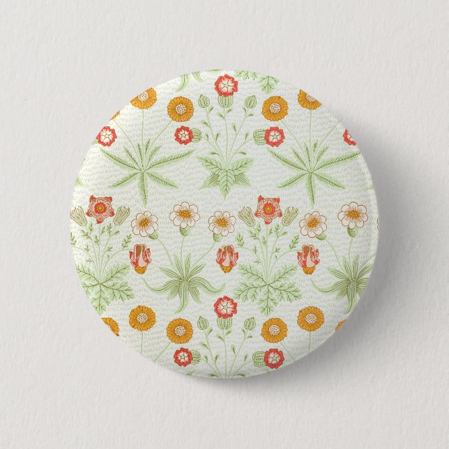 Morris Daisy, klassisches Viktorianisches Blumenmu Button (Vorderseite)