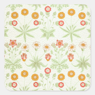 Morris Daisy, klassisches Viktorianisches Blumenmu Quadratischer Aufkleber