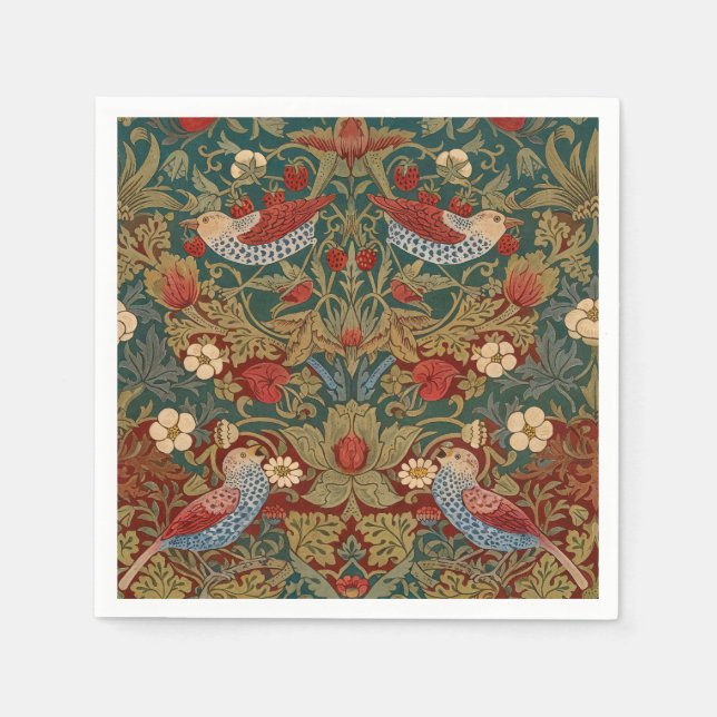 Morris - Erdbeerdieb #2 Blumenmuster Serviette (Vorderseite)