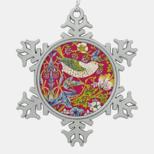 Morris Erdbeerdieb Himbeerrot-Limonengrün-Blumenmu Schneeflocken Zinn-Ornament