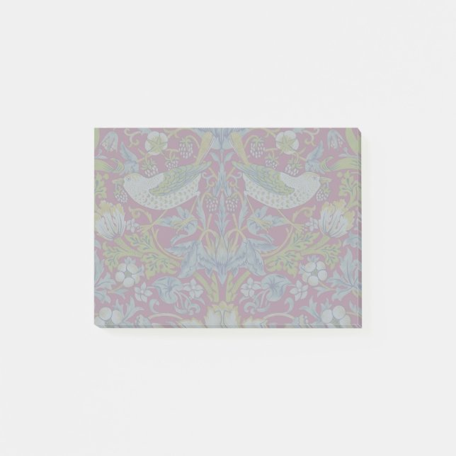 Morris Erdbeerdieb Himbeerrot-Limonengrün Floral Post-it Klebezettel (Vorderseite)