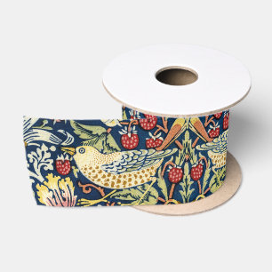 Morris - Erdbeeren-Dieb-Muster für Vögel und Blume Satinband