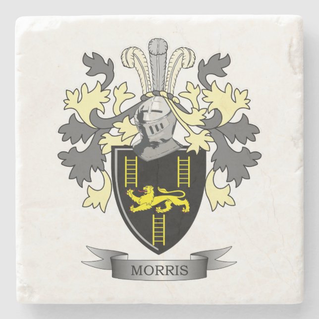 Morris Familienwappen-Wappen Steinuntersetzer (Vorderseite)