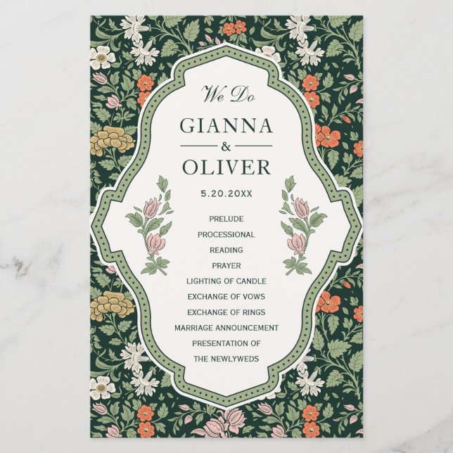 Morris Floral Garden Hochzeitsprogramm (Vorderseite)