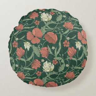 Morris Garden Green & Red Floral Rundes Kissen