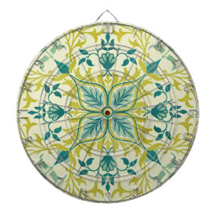 Morris Gelb Türkis Reben- und Blumenmuster Dartscheibe