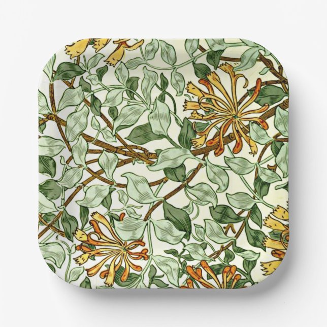 Morris - Honeysuckgrün und Gold Pappteller (Vorderseite)