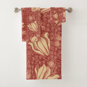 Morris Inspiré Lily Flower Botanique Rouge Textile