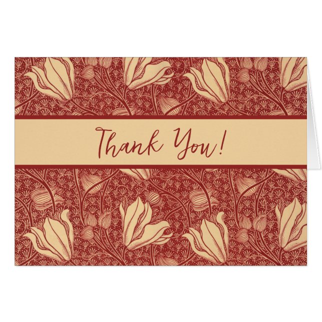 Morris Inspiré Lily Flower Botanique Rouge Textile (Devant horizontal)