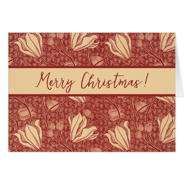 Morris Inspiré Lily Flower Botanique Rouge Textile (Devant horizontal)