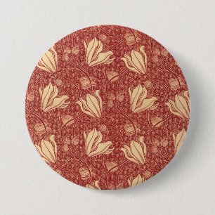 Morris Inspiriert Lily Blume Botanical Red Textile Button