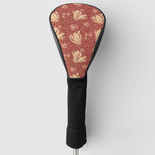 Morris Inspiriert Lily Blume Botanical Red Textile Golf Headcover (Vorderseite)