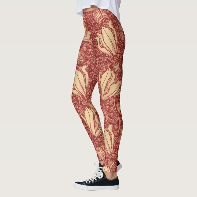 Morris Inspiriert Lily Blume Botanical Red Textile Leggings (Links)