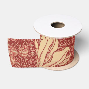 Morris Inspiriert Lily Blume Botanical Red Textile Satinband