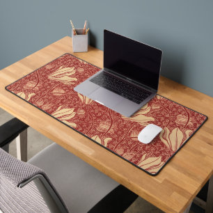 Morris Inspiriert Lily Blume Botanical Red Textile Schreibtischunterlage