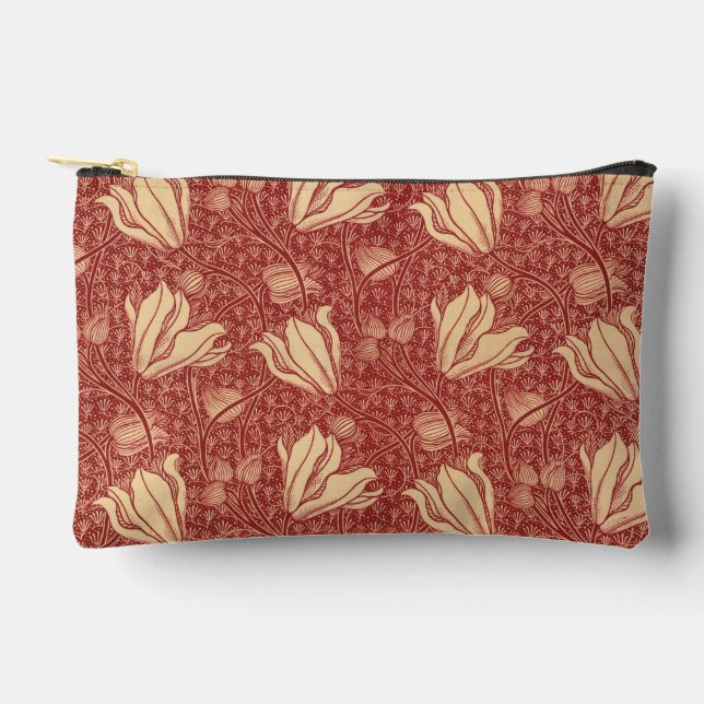 Morris Inspiriert Lily Blume Botanical Red Textile Zubehörtasche (Vorderseite)