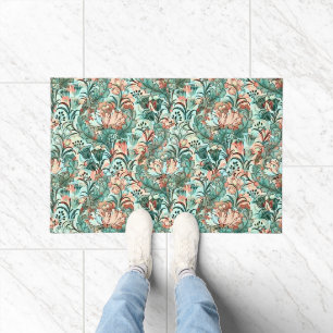 Morris Inspiriert Tulips, Peonies, Acanthus Green Fußmatte