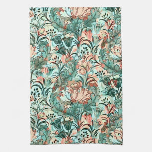 Morris Inspiriert Tulips, Peonies, Acanthus Green Geschirrtuch