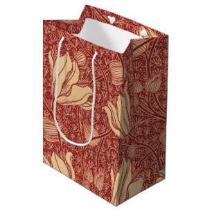 Morris Inspirierte Lilienblumen Botanische Rote Te Mittlere Geschenktüte