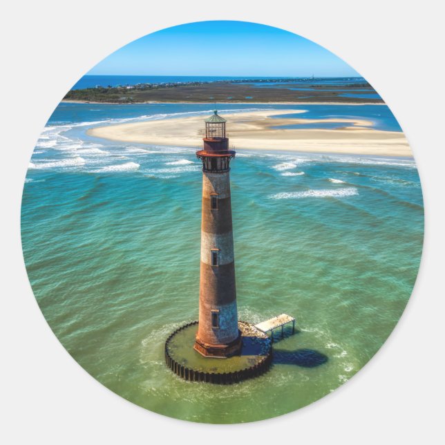 Morris Island Lighthouse (South Carolina) Runder Aufkleber (Vorderseite)