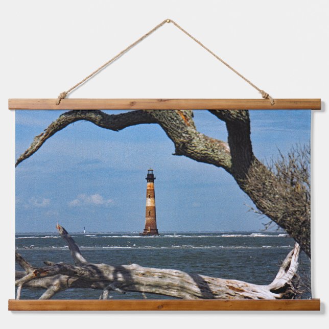 Morris Island Lighthouse Wandteppich Mit Holzrahmen (Vorne)