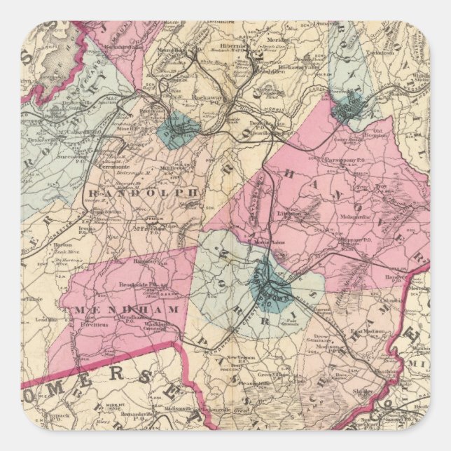 Morris Landkreis, NJ Quadratischer Aufkleber (Vorderseite)