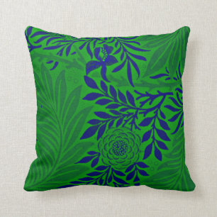 Morris - Larkspur in Vibrant Green und Blue Kissen