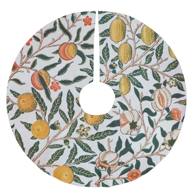 Morris Light Background Antique Pomegrana Pattern Polyester Weihnachtsbaumdecke (Vorderseite)