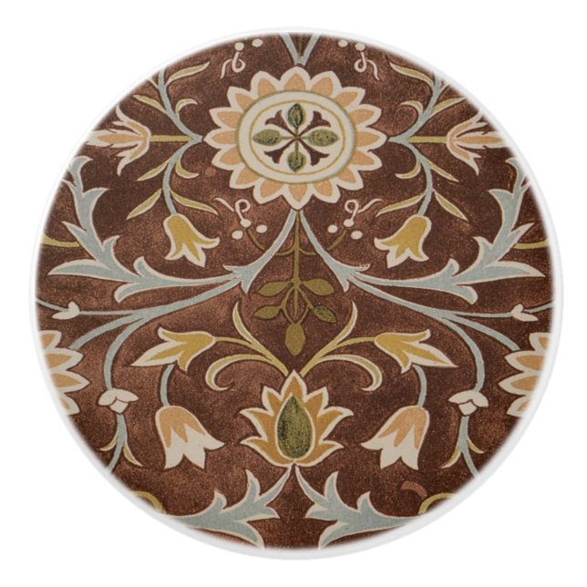 Morris Little Blume Jugendstil Detail Keramikknauf (Vorderseite)