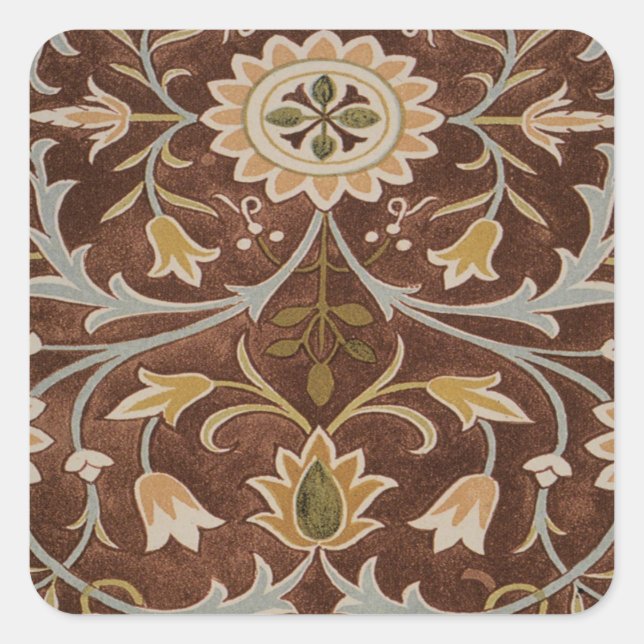 Morris Little Blume Jugendstil Detail Quadratischer Aufkleber (Vorderseite)