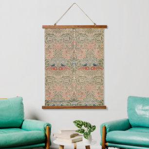 Morris - Muster für Vintage Peacock- und Dragon-Bl Wandteppich Mit Holzrahmen