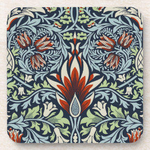 Morris Navy Blau Schlangenkopf-Blumenmuster-Tapete Getränkeuntersetzer