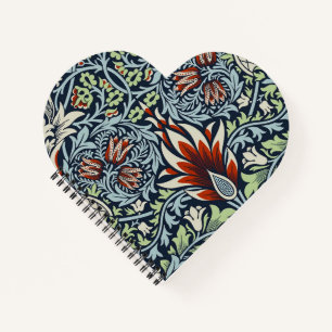 Morris Navy Blau Schlangenkopf-Blumenmuster-Tapete Notizbuch