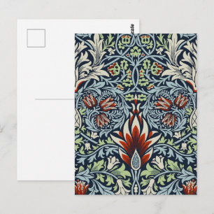 Morris Navy Blau Schlangenkopf-Blumenmuster-Tapete Postkarte
