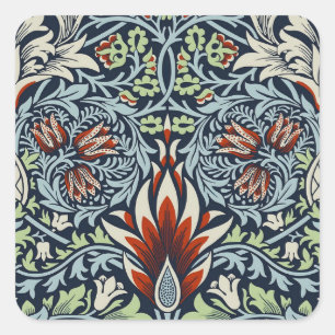 Morris Navy Blau Schlangenkopf-Blumenmuster-Tapete Quadratischer Aufkleber