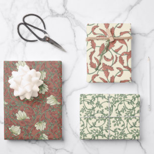 Morris Park Kupfer und grüne Blumenmaske Geschenkpapier Set