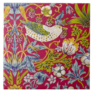 Morris Red Background Strawberry Diief Pattern Fliese