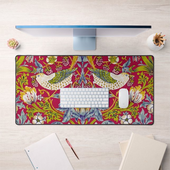 Morris Red Background Strawberry Diief Pattern Schreibtischunterlage (Büro 1)