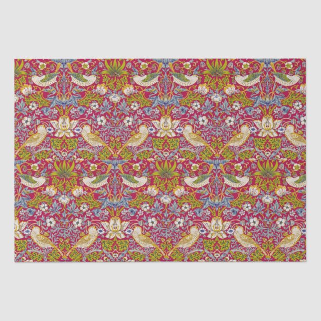Morris Red Background Strawberry Diief Pattern Seidenpapier (Vorderseite)
