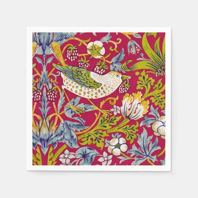 Morris Red Background Strawberry Diief Pattern Serviette (Vorderseite)