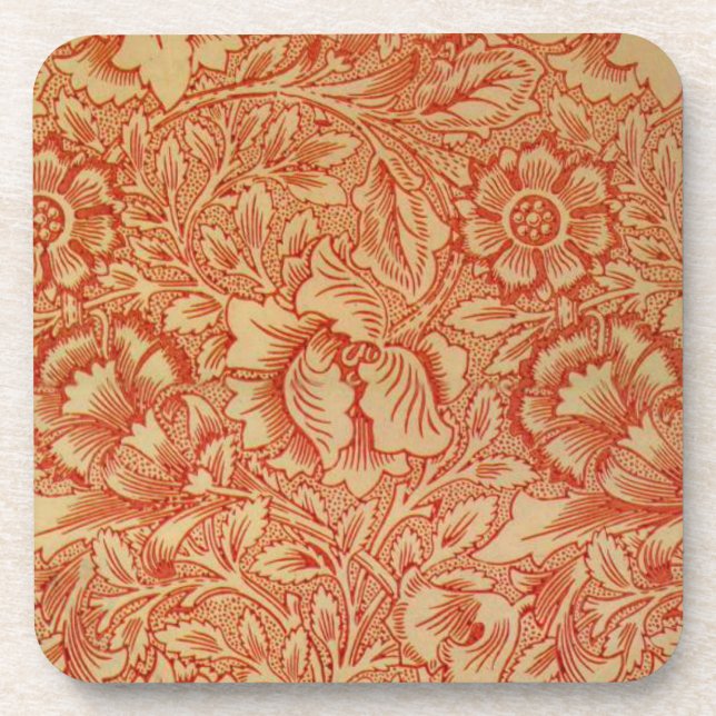 Morris - Rosa und Poppy.floral Muster Getränkeuntersetzer (Vorderseite)