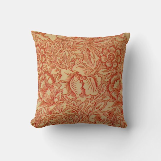 Morris - Rosa und Poppy.floral Muster Kissen (Vorderseite)
