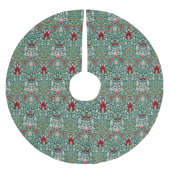 Morris Snakeshead Floral Classic Botanical Green Polyester Weihnachtsbaumdecke (Vorderseite)