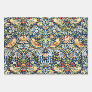 Morris Strawberry Thief Gelb Elfenbein Schieferbla Geschenkpapier Set